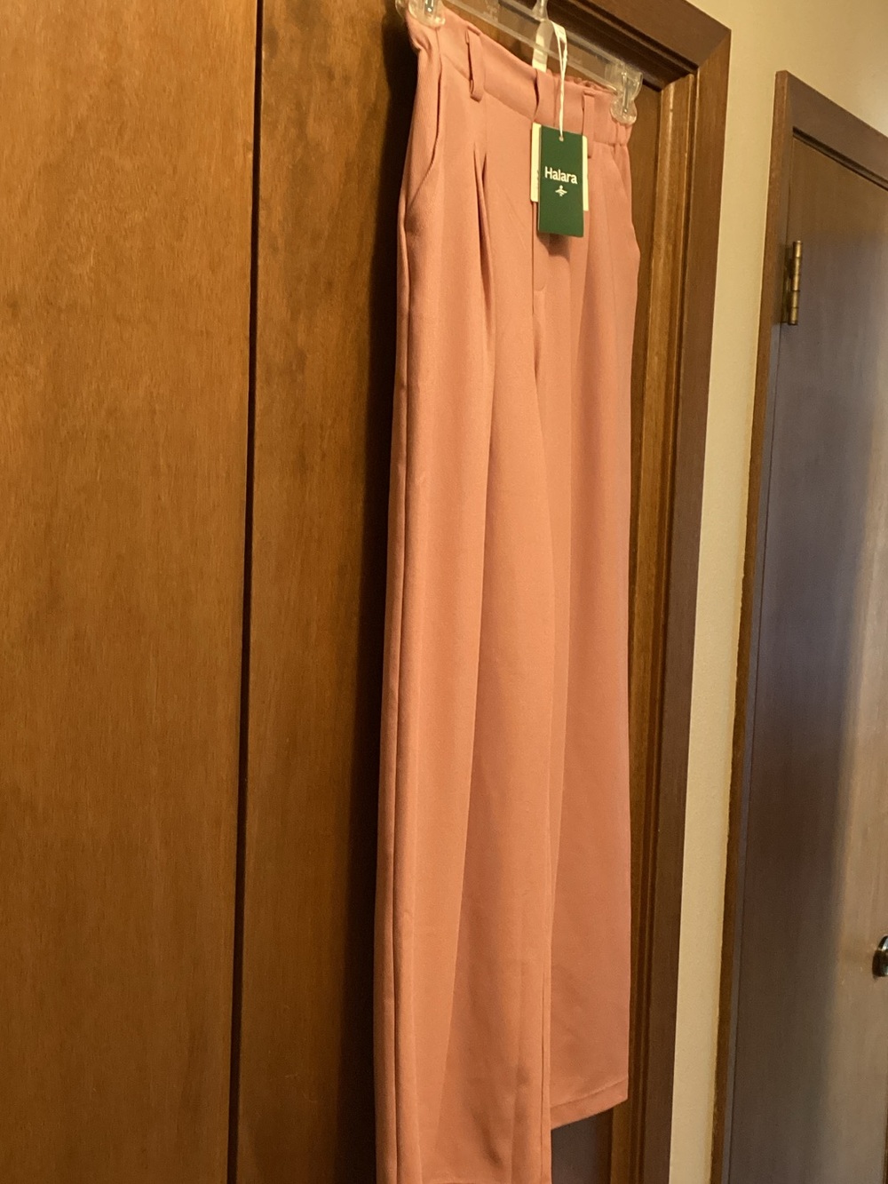 HALARA Rose-Pink High-Waist Wide Leg Trousers size XS